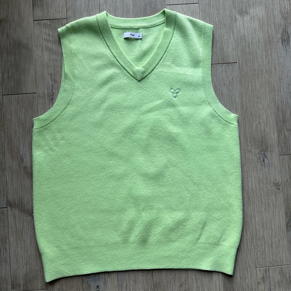 TNA V-Neck‎ Sweater Vest - Light Lime Green Small